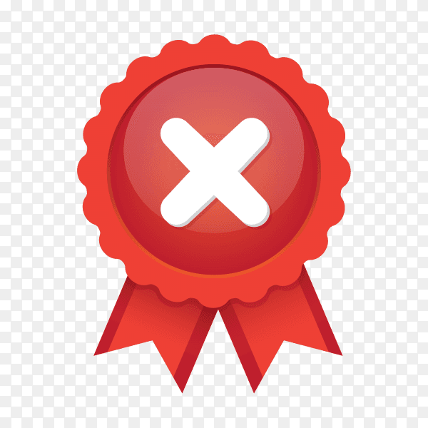 Rejected medal isolated on transparent background PNG