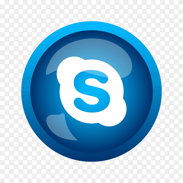 Round shiny silver frame Skype icon button on transparent background PNG