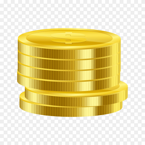 Shiny gold coins on transparent background PNG