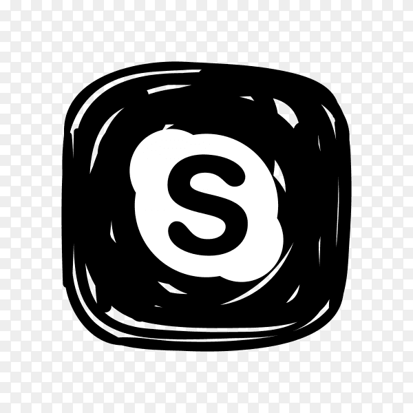 Skype icon in black color on transparent background PNG