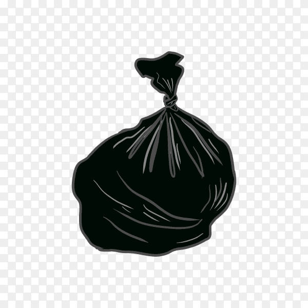Trash black bag on transparent background PNG