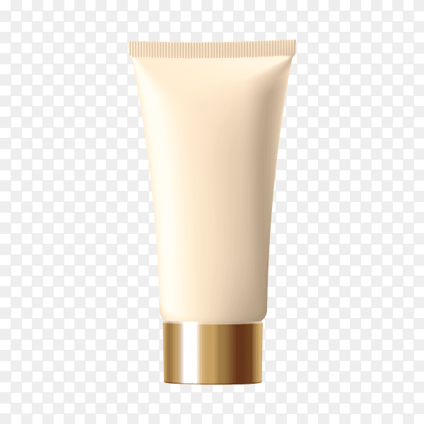 Tube foundation golden cosmetic light on transparent background PNG