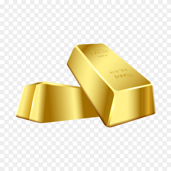 Two gold bars on transparent background PNG