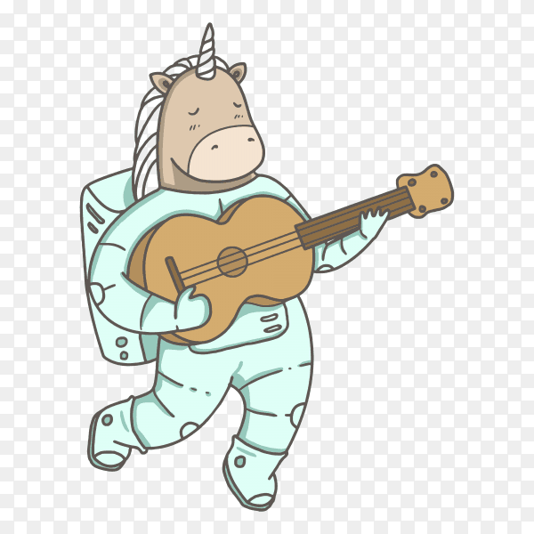 Unicorn astronaut space on transparent background PNG