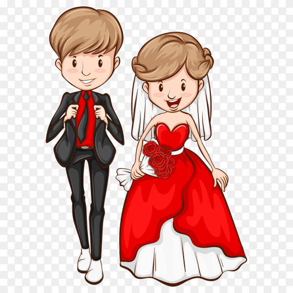 A couple who just got married on transparent background PNG