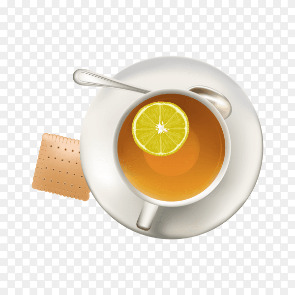 A cup of tea lemon on transparent background PNG