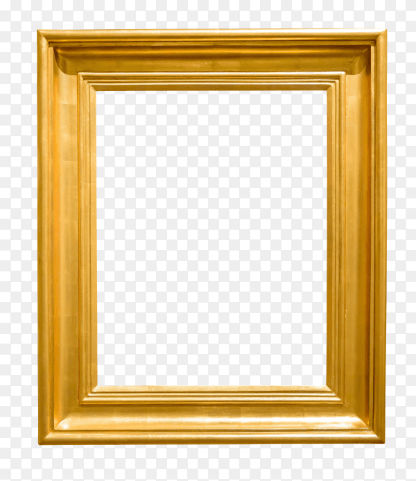 Art empty frame in golden on transparent background PNG