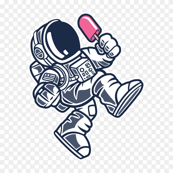 Astronaut holding ice cream illustration on transparent background PNG