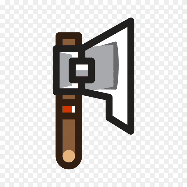 Axe for creating video game hand drawn on transparent PNG
