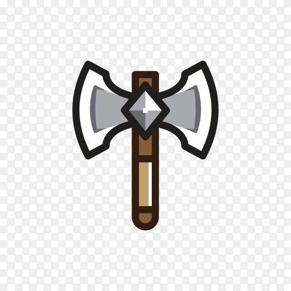 Axe for creating video game hand drawn on transparent background PNG