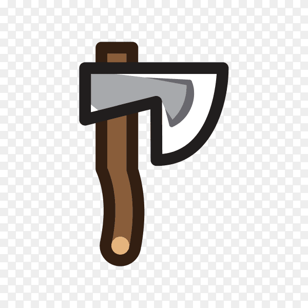 Axe for creating video game in flat design on transparent PNG