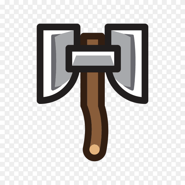Axe for creating video game isolated on transparent PNG