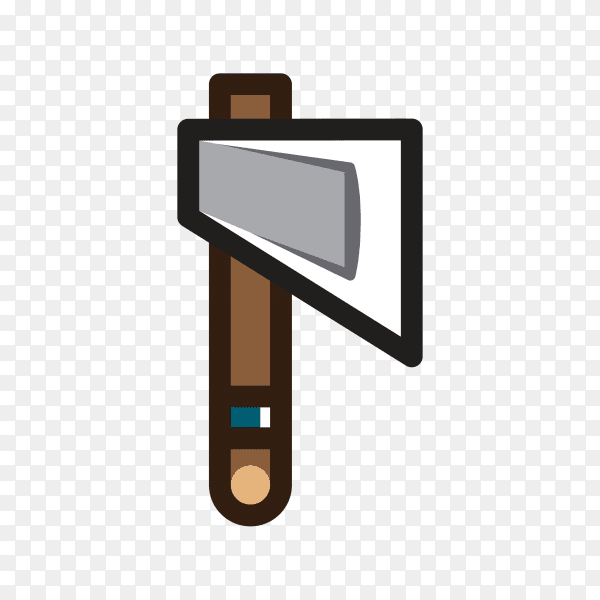 Axe for creating video game with flat design on transparent background PNG