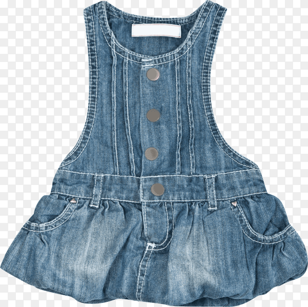 Baby blue denim dress on transparent background PNG
