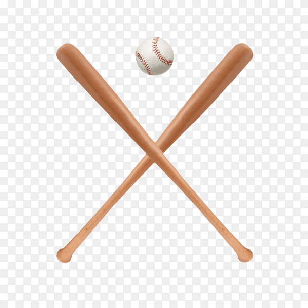 Baseball and baseball bat isolated on transparent background PNG