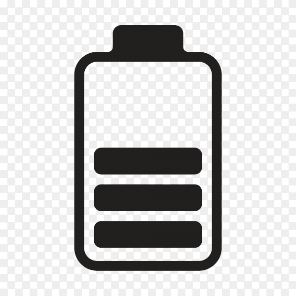 Battery icon with flat design on transparent background PNG