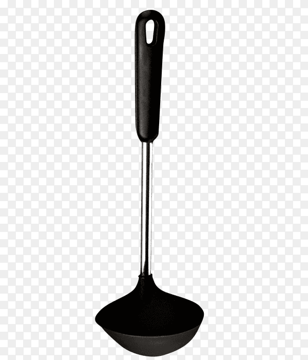Big black Soup ladle on transparent background PNG