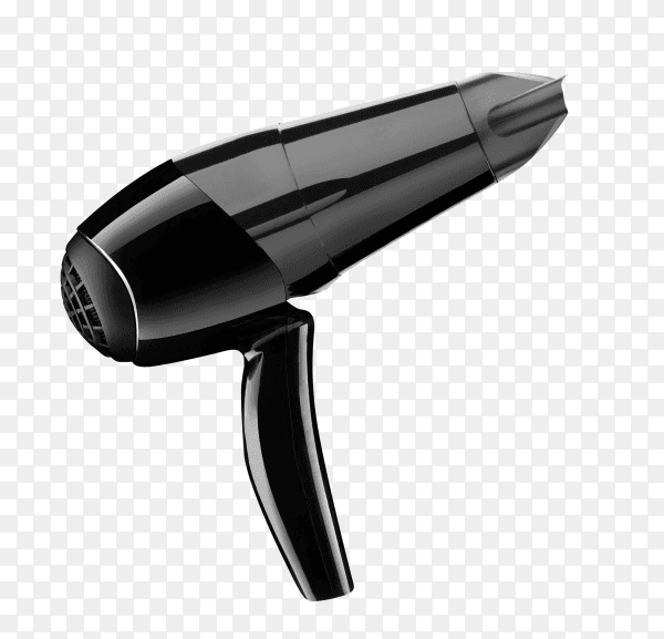 Black Hair dryer isolated on transparent background PNG