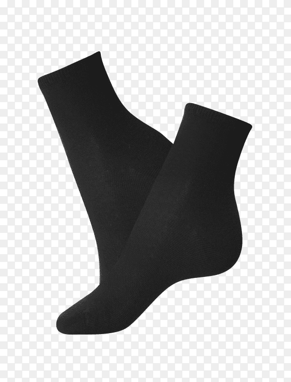 Black socks for clothing isolated on transparent PNG