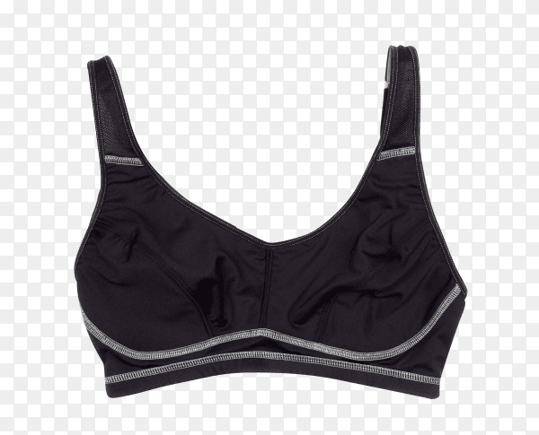 Black sport bra on transparent background PNG