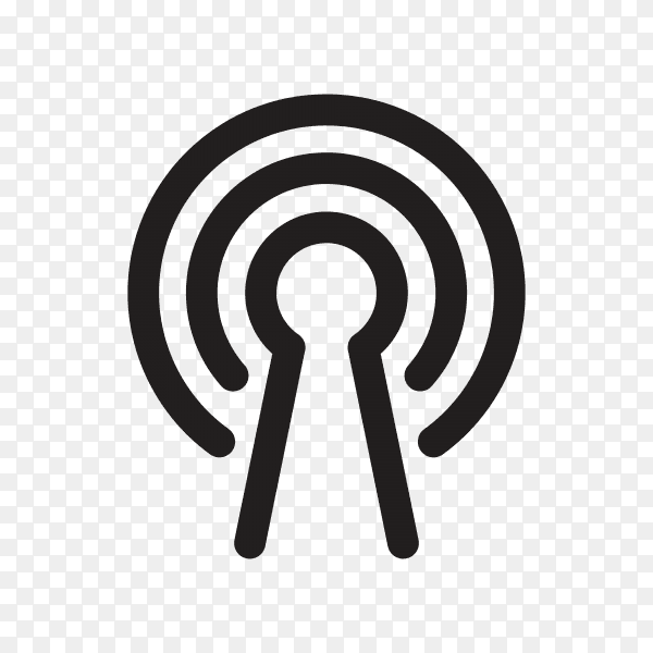 Black WiFi signal symbol on transparent background PNG