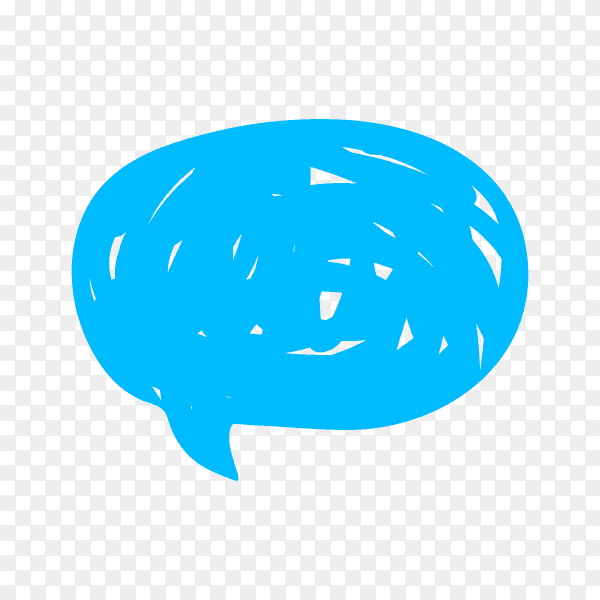 Blue speech bubble in flat icon on transparent background PNG