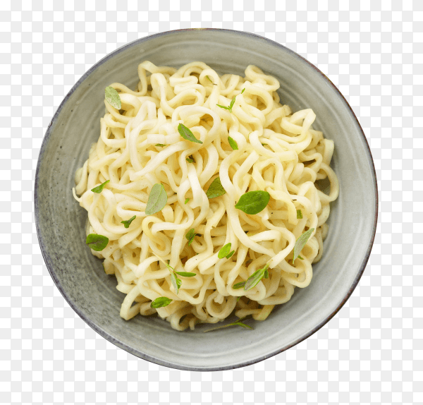 Bowl of boiled noodles isolated on transparent background PNG