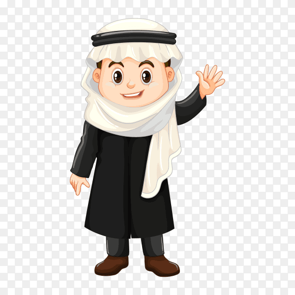 Boy in Kuwait costume on transparent background PNG
