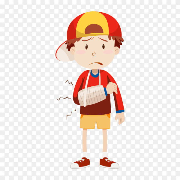 Boy with broken Arm on transparent background PNG
