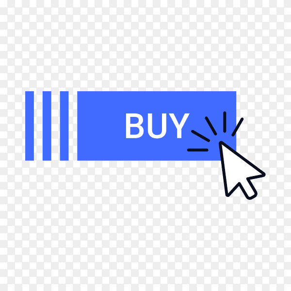 Buy button with hand pointer clicking on transparent background PNG