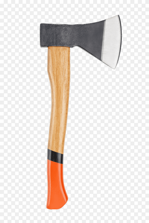 Carpenter's axe with wooden handle isolated on transparent background PNG