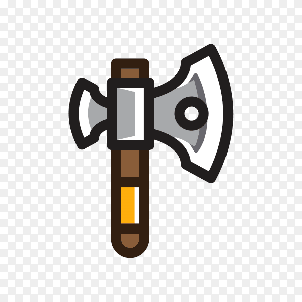 Cartoon Hand drawn Axe for creating video game illustration on transparent background PNG