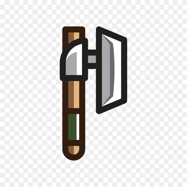 Cartoon Hand drawn Axe for creating video game on transparent background PNG