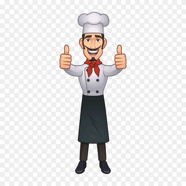 Cartoon chef Giving Thumbs Up on transparent background PNG