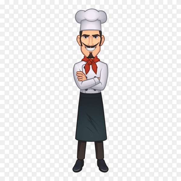 Cartoon chef mascot isolated on transparent background PNG