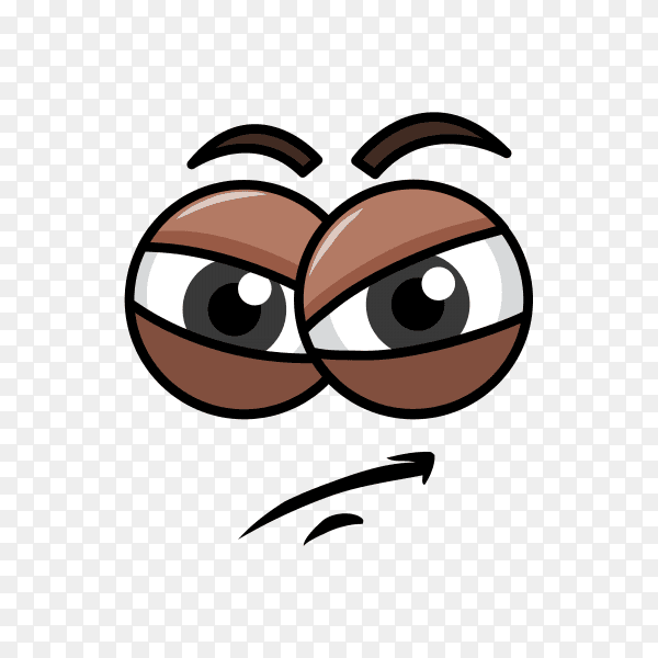 Cartoon emotion with funny face with big eye and laughter on transparent background PNG