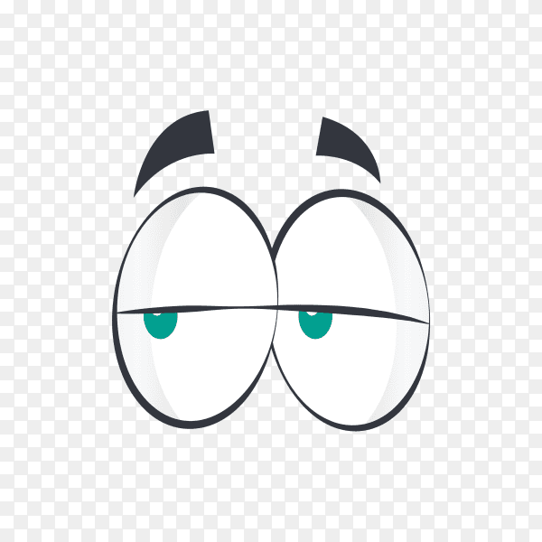 Cartoon eye showing expression and emotion on transparent background PNG