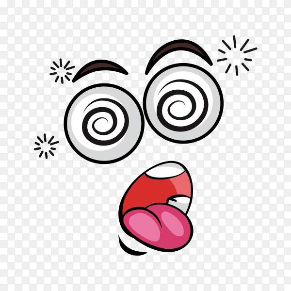 Cartoon face expression on transparent background PNG