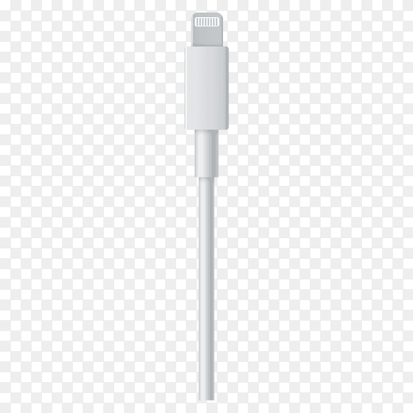 Cell phone USB charging plug cable isolated on transparent background PNG