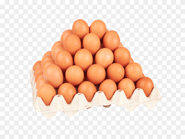Chicken eggs are fresh in a cardboard package on transparent background PNG