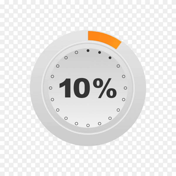 Circle percentage diagram showing 10% on transparent background PNG