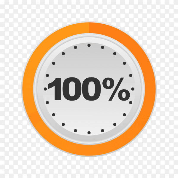 Circle percentage diagram showing 100% on transparent background PNG