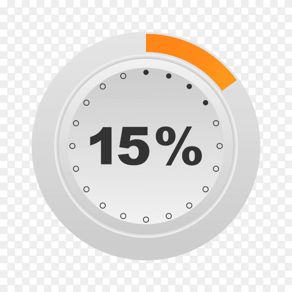 Circle percentage diagram showing 15% on transparent background PNG
