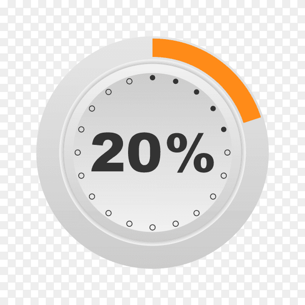 Circle percentage diagram showing 20% on transparent background PNG