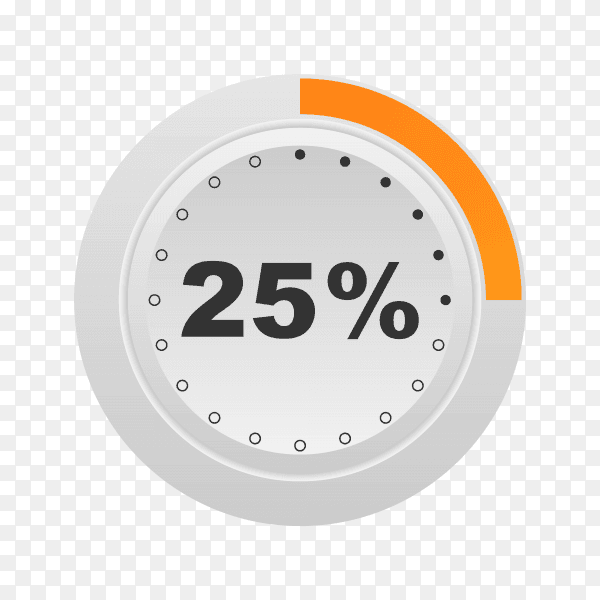 Circle percentage diagram showing 25% on transparent background PNG