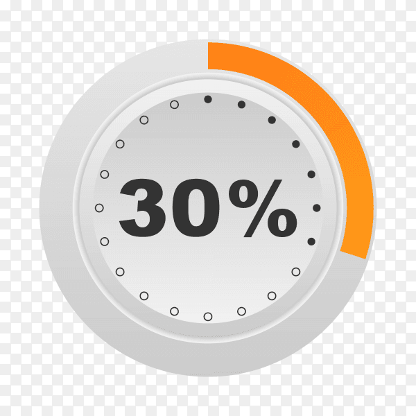 Circle percentage diagram showing 30% on transparent background PNG