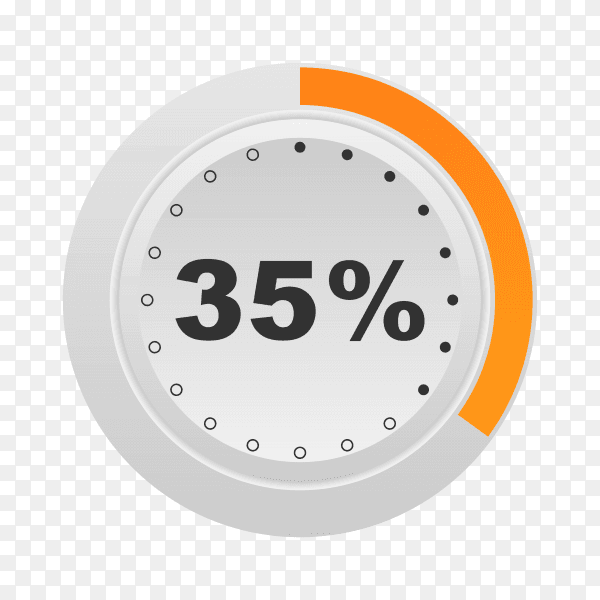 Circle percentage diagram showing 35% on transparent background PNG
