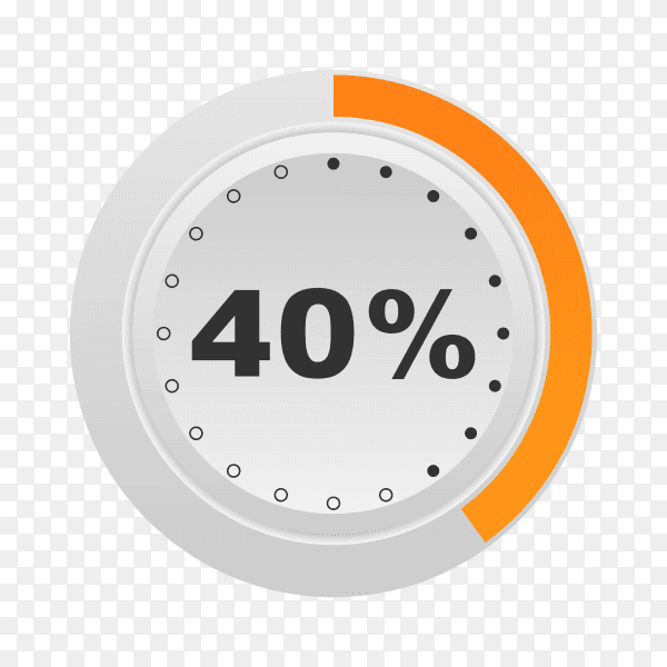 Circle percentage diagram showing 40% on transparent background PNG