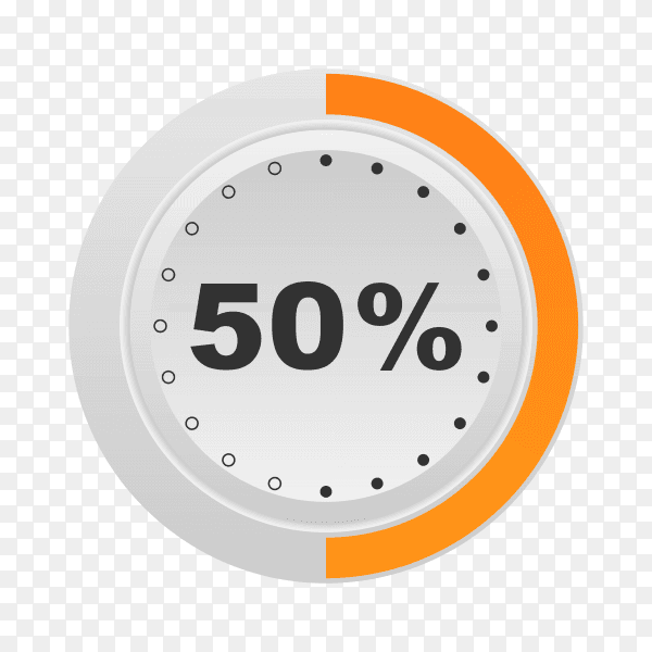 Circle percentage diagram showing 50% on transparent background PNG