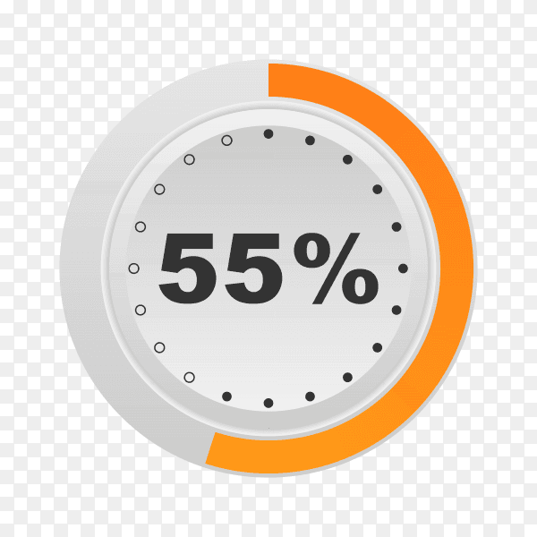 Circle percentage diagram showing 55% on transparent background PNG